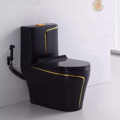 Μαύρη και χρυσή τουαλέτα Matt Flushing S-Trap One Piece Vanity Toilet για την αγορά Foshan