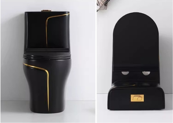 Μαύρη και χρυσή τουαλέτα Matt Flushing S-Trap One Piece Vanity Toilet για την αγορά Foshan