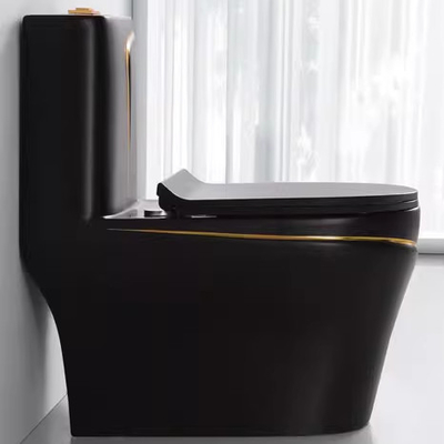 Μαύρη και χρυσή τουαλέτα Matt Flushing S-Trap One Piece Vanity Toilet για την αγορά Foshan